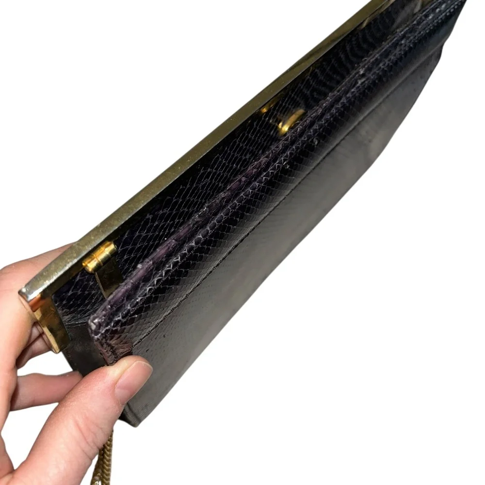 Susan Gail Real Snakeskin black Audrey Hepburn vintage bag purse